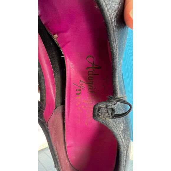 Vntg 40s? Trilly Adorably Yours by Mr Dan Black Leather Stiletto Heels - 6.5/7 - Picture 7 of 7